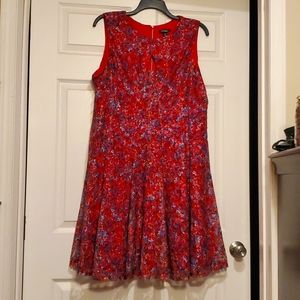 Red and Blue Floral Lace Dress
